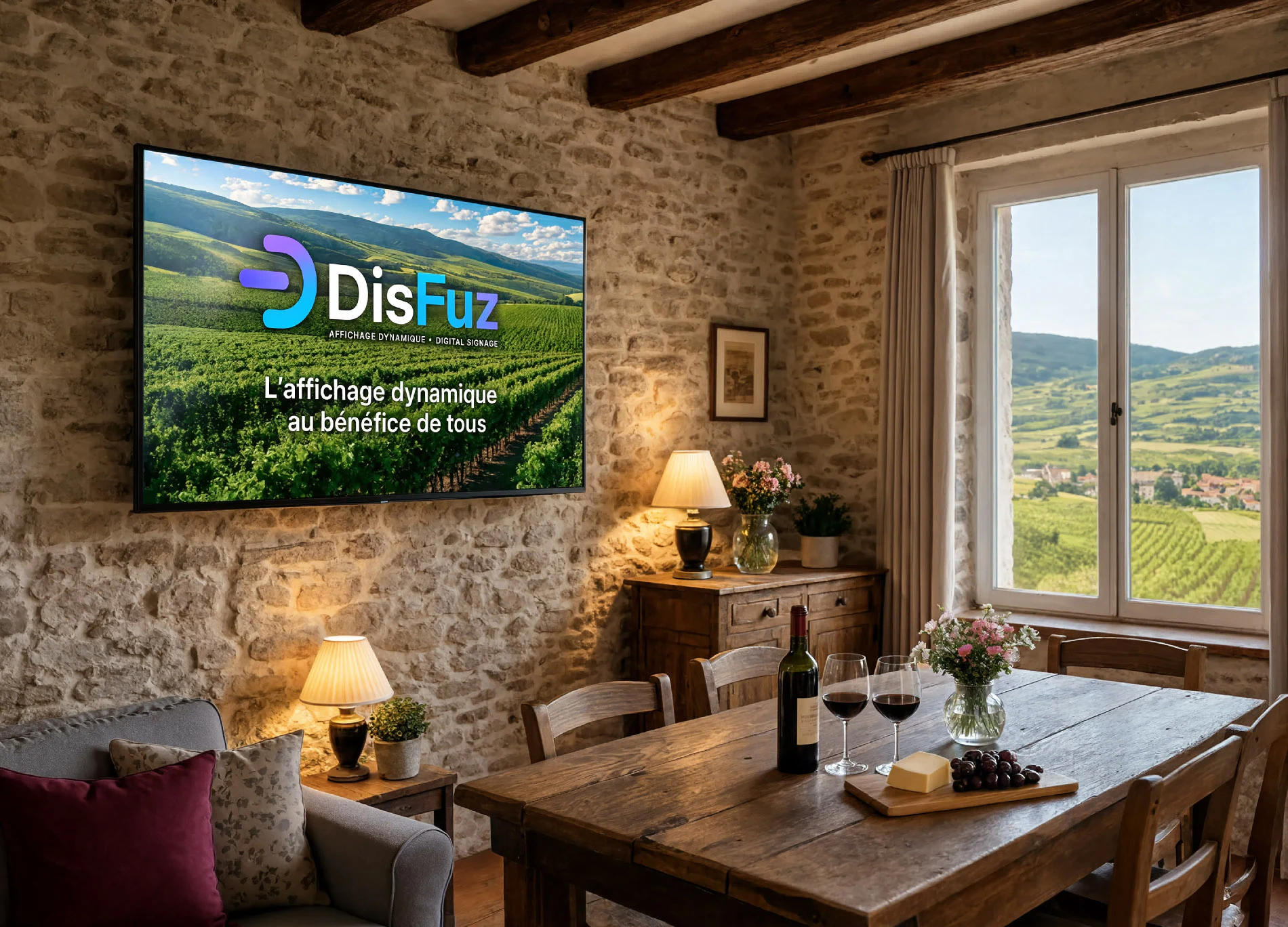 Visuel à venir — écran DisFuz en situation dans un gîte